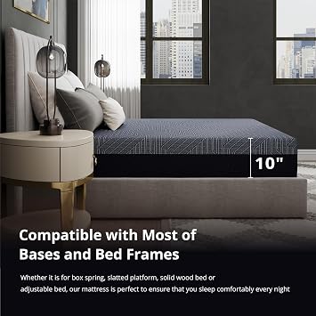 MLILY EGOHOME 10 Inch Hybrid King Size Mattress, Memory Foam Pocket Spring Mattress for Cozy Sleep, Bed in a Box, CertiPUR-US Certified, Pressure Relief, 76x80x10 Black | Mattress in a Box with Cooling Breathable Cover and Pocket Spring,Pressure Relief,76x80x10,Black