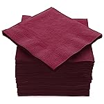 100 Pack Burgundy Beverage Napkins, Big Party Pack, 2 Ply, Ideal for Wedding, Party, Birthday, Dinner, Lunch, Cocktails. (5 x 5) by Amcrate