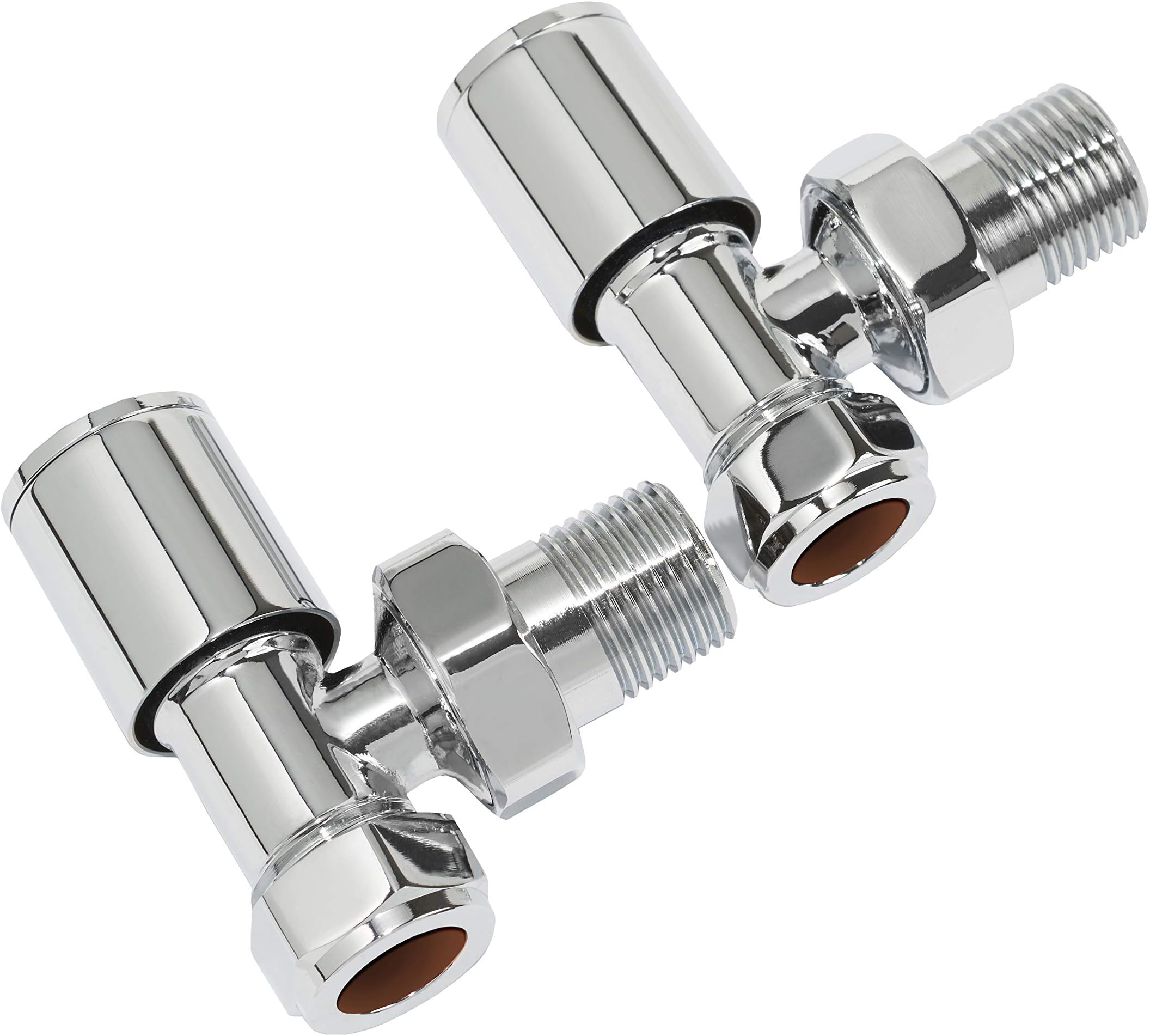 ULTRAHEATRound Angled Manual Radiator Valve + Lockshield Set 15mm Chrome (Angled)