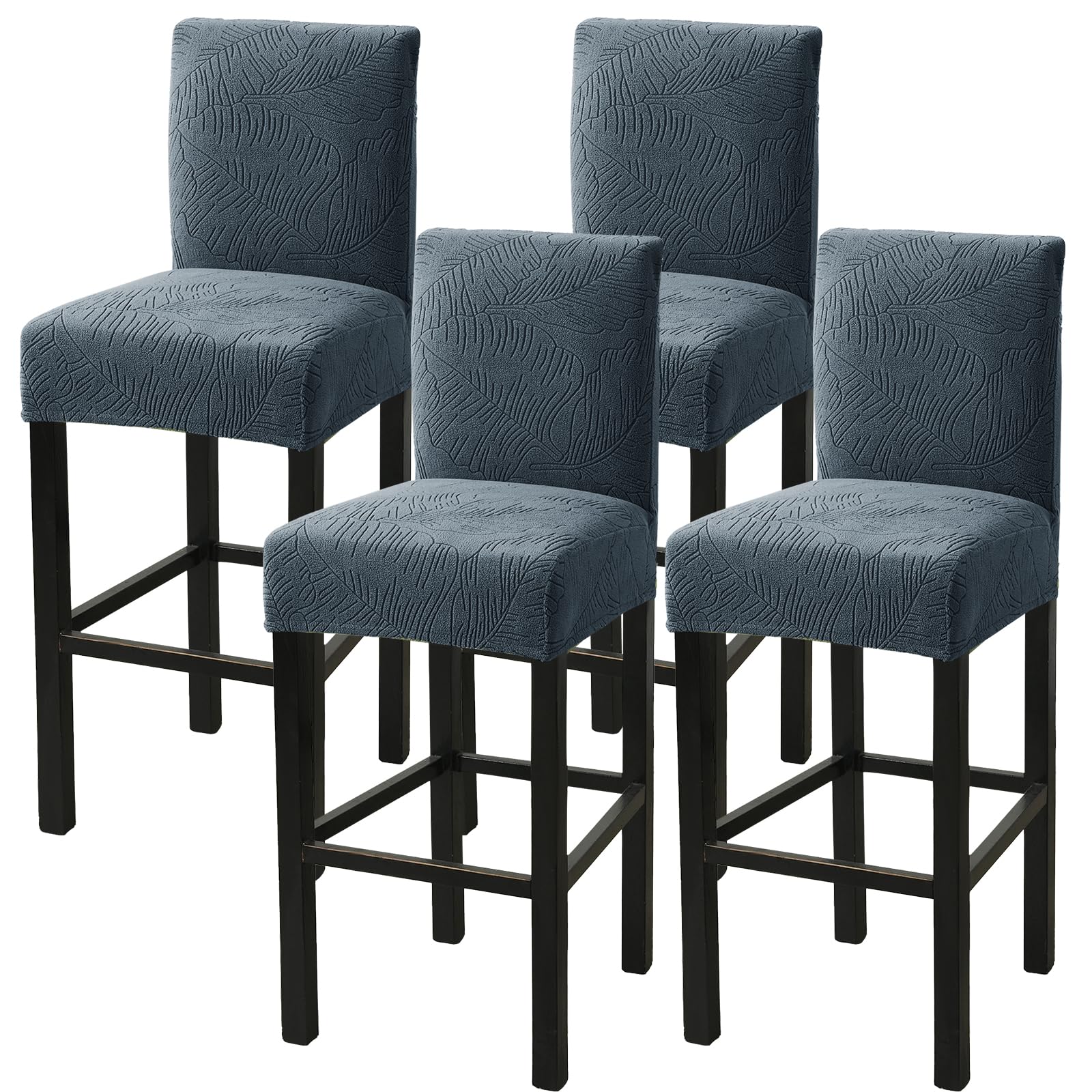 HAOYONG Bar Stool Covers, Stretch Counter Stool Pub Chair Slipcover Washable Counter Height Chair Covers for Kitchen Dining Room Cafe Set of 4 (Dark Gray)