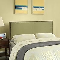 Vista 35 de Modway Region - Cabecero tapizado de tela de lino con ribete de cabeza de clavo, Madera