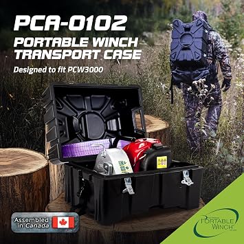 Portable Winch PCA-0102 Transport Case, Molded Storage Box for PCW3000 Winch, Lightweight and Durable Polymer Plastic with Secure ATV, Boat or Snowmobile Mounting Straps, 18.5 x 13 x 12.25