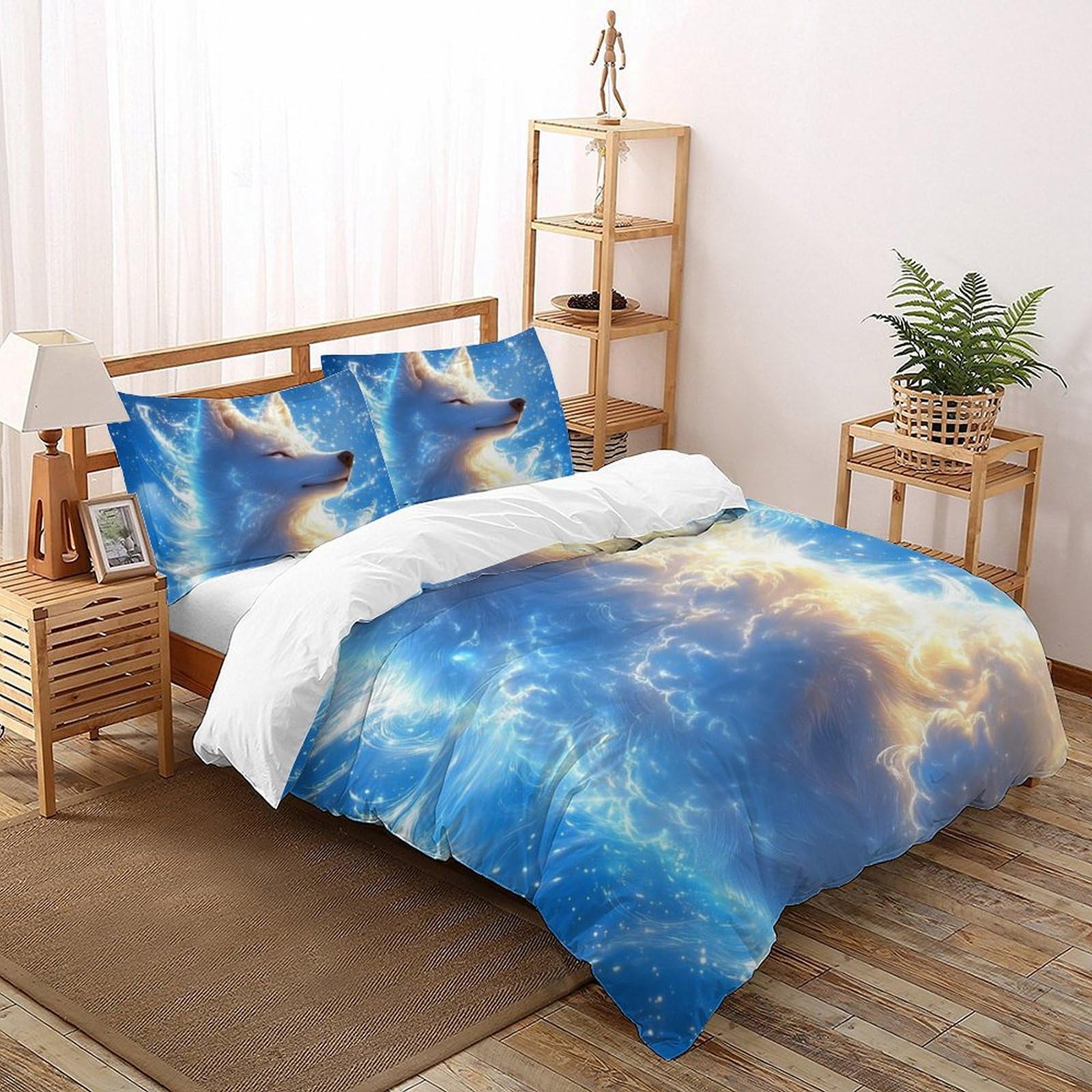 Housse de couette animaux imprimé 3D loup pour transformer la chambre d'enfant Super King