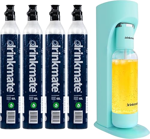 Drinkmate OmniFizz - Paquete de CO2 para hacer bebidas gaseosas, máquina de transmisión de agua y soda que carbonata cualquier bebida, incluye 4