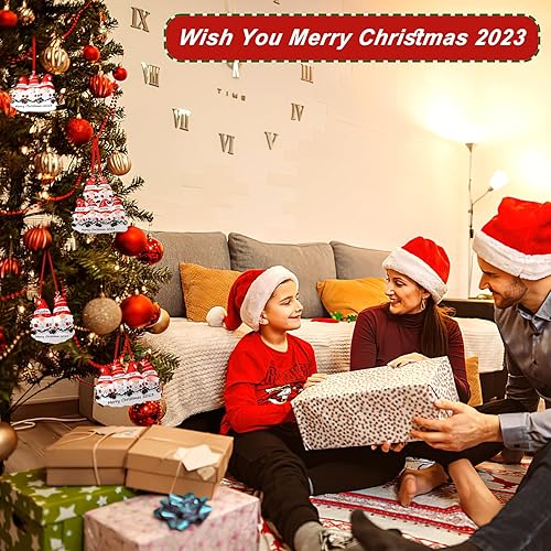 Miniatura 5 de Adorno familiar personalizado para árbol de Navidad, gnomo de Papá Noel, bricolaje, decoración personalizable, familia de 3 adornos colgantes