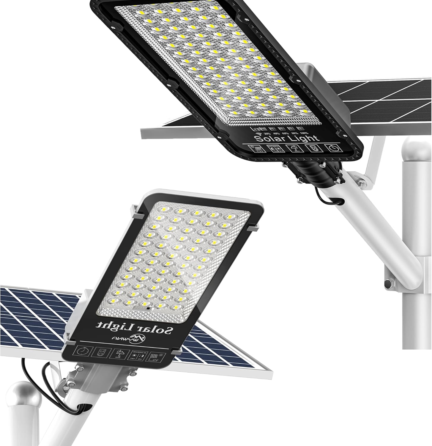 8000W +6000W Solar Street Lights Outdoor - 6500K Solar Parking Lot Lights Commercial Dusk to Dawn, Heavy Duty Split Type LED Solar Street Light Remote Control