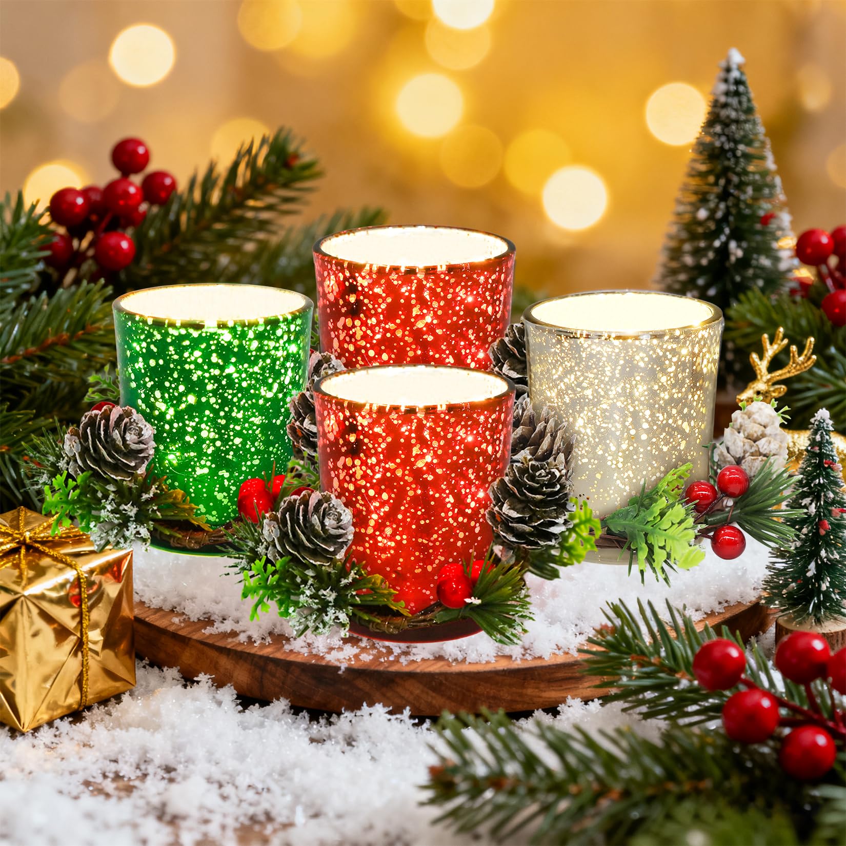 Spetsbst Teelichthalter Weihnachten Glas 12er-Set Klein Kerzenhalter Glas