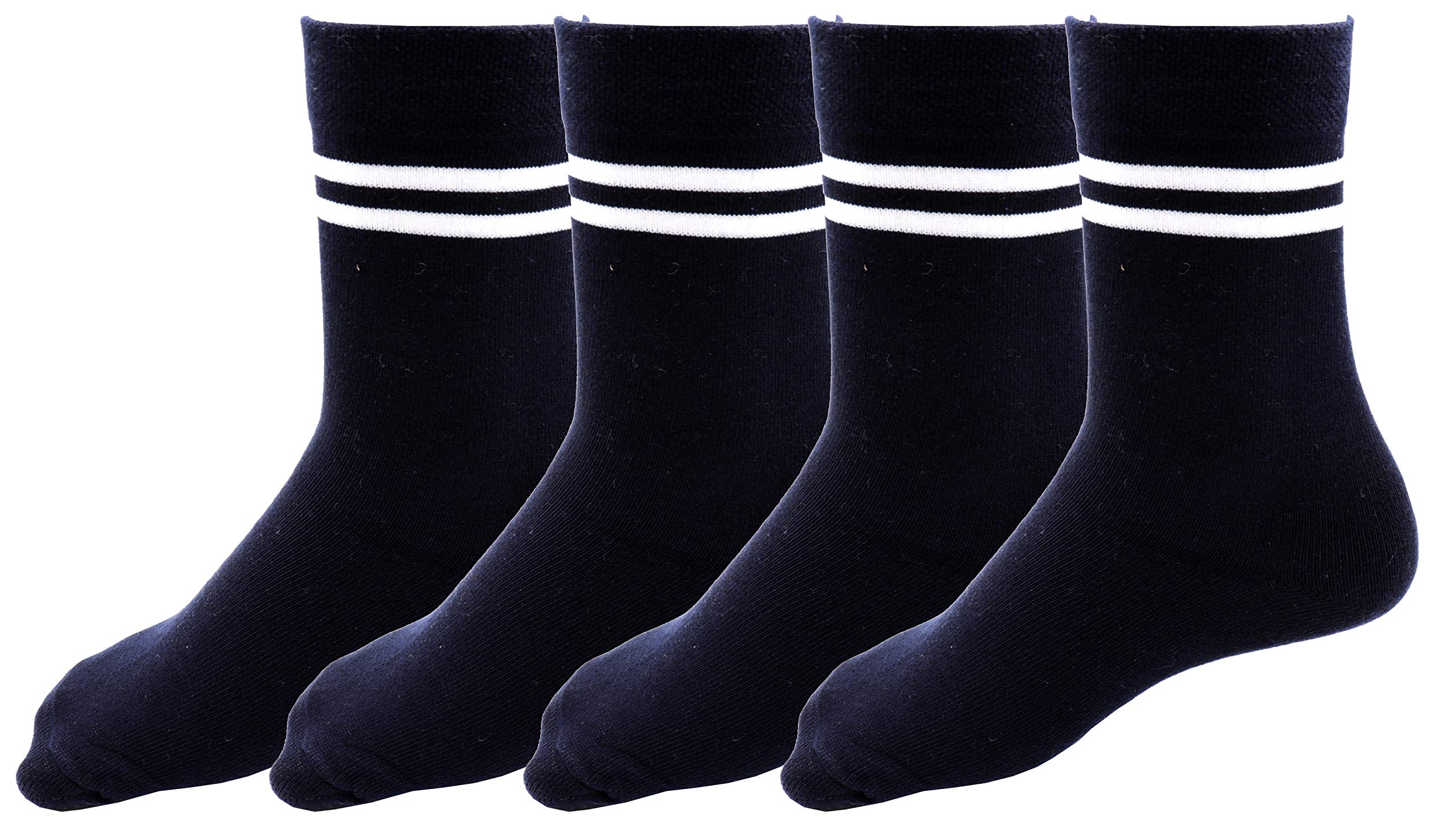 RC. ROYAL CLASS Boys & Girls Striped Organic Cotton Calf Length School Socks for Kids, Anti Odour Soft and Breathable Uniform Socks (Pack of 4 Pairs)