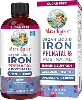 Liquid Iron Supplement Prenatal & Postnatal for Pregnant & Lactating | Iron Deficiency | Immune Support | Sugar/Gluten Free | Vegan | Non-GMO | 15.22 Fl Oz