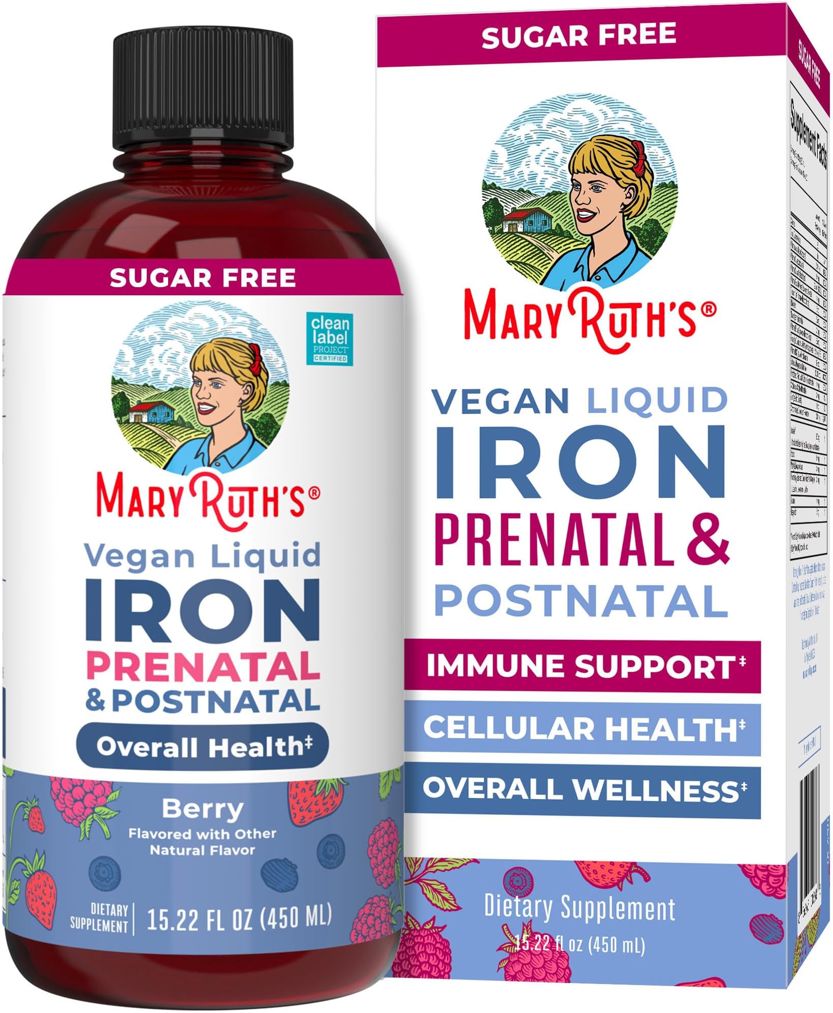 MaryRuth’s Prenatal Postnatal Iron Liquid | Iron Supplement for Prenatal & Postnatal | with Ferrochel | Red Blood Cell Production | Sugar Free | Vegan | Non-GMO | Gluten Free | 15.22 Fl Oz