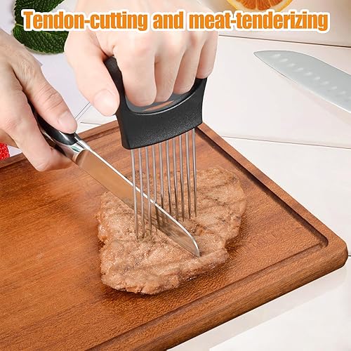 Miniatura 5 de Soporte de cebolla para rebanar  Cortador de cebolla de acero inoxidable y soporte de verduras herramienta de corte para cebollas, tomates,