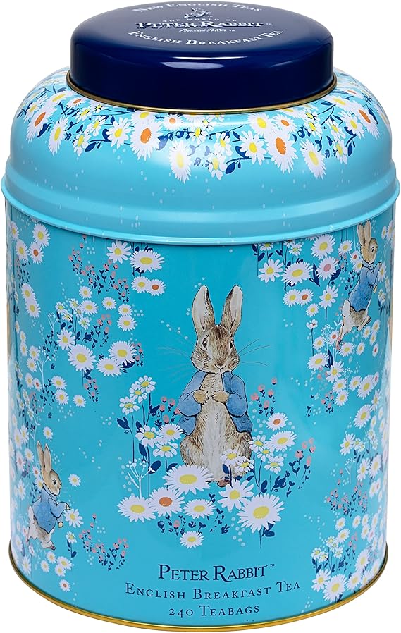 New English Teas Peter Rabbit Tea Caddy with 240 English Breakfast Tea