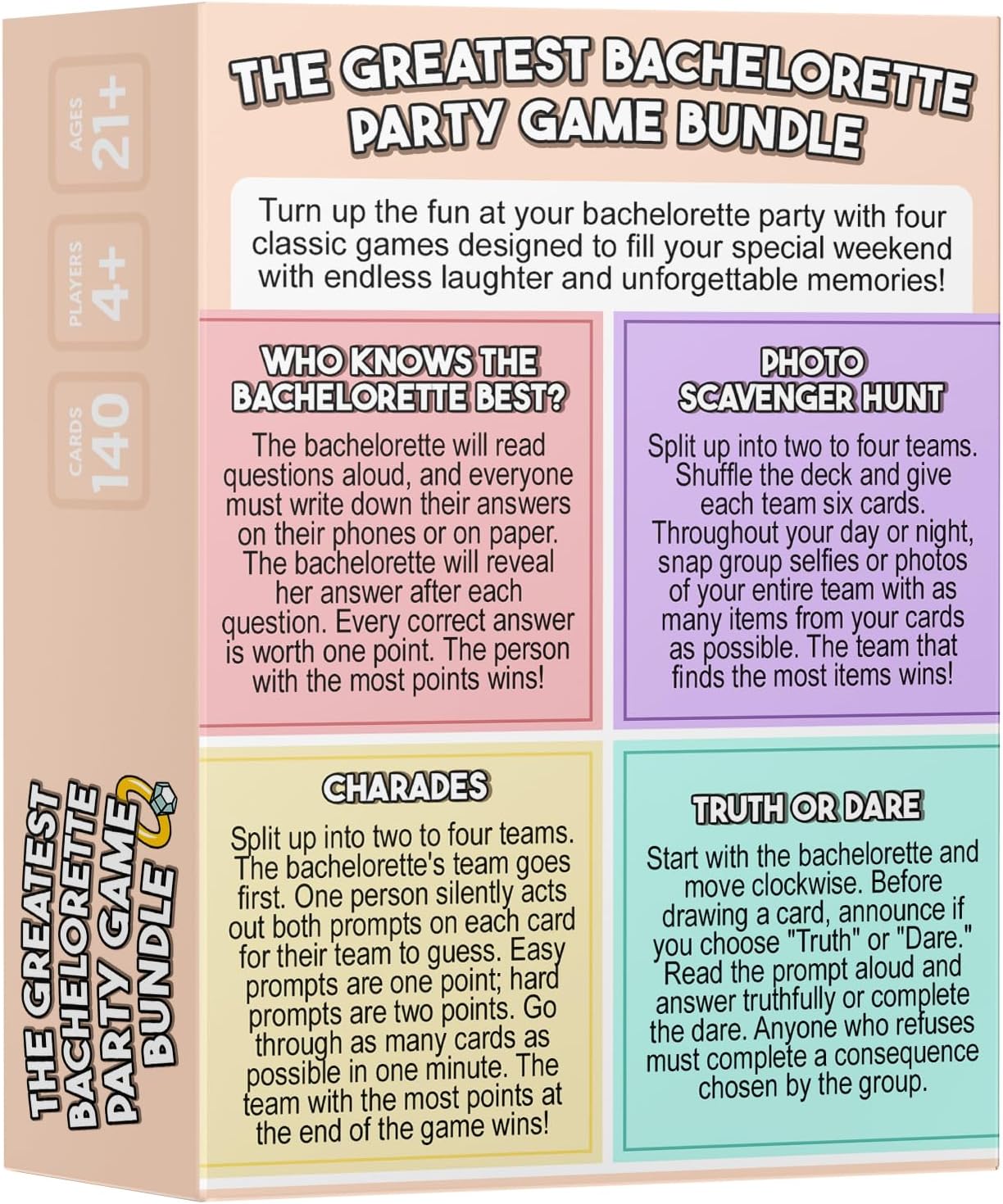The Greatest Bachelorette Party Game Bundle - 4 Games in 1, Perfect for a Bachelorette Party, Girls Night or Bridal Shower