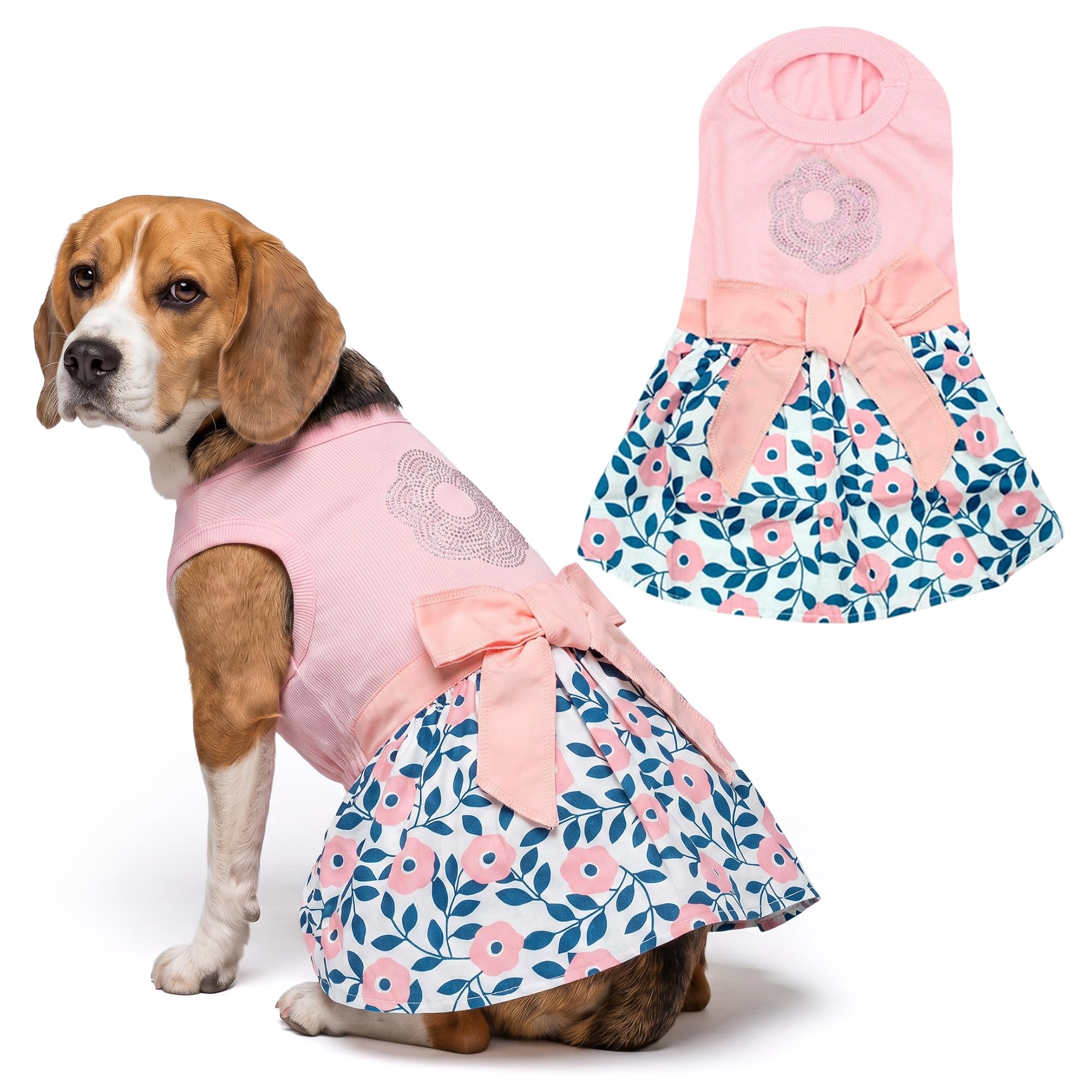Parisian Pet Cherry Blossom Dog Dress - Elegant Floral Clothes for Large Dogs Girl - Stylish Pink Dog Outfit - Lightweight and Soft Puppy Clothes - Formal Pet Apparel - Designer Dresses for Dogs — image 1