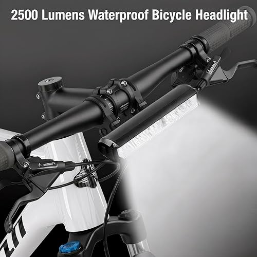 Miniatura 4 de Energlow - Luz de bicicleta de 2500 lúmenes  Faro de bicicleta recargable USB-C de 5 LED  IPX4 impermeable, 5 modos con doble haz blanco y amarillo