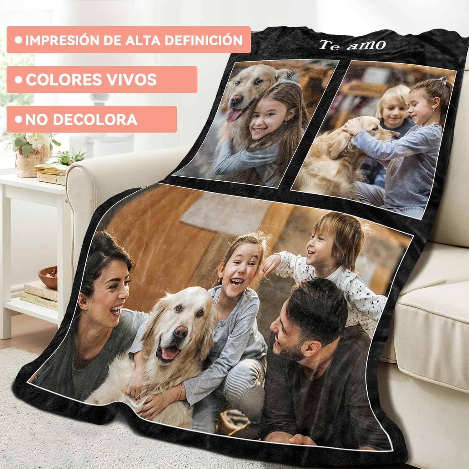 Bemaystar Custom Photo and Text Blanket - Personalized Gifts for Women Men Family, Custom Blankets, Personalized with Photo, Collage Blanket, Father's - Image 3