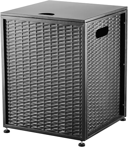 Cecarol Cubierta de tanque de propano para fogatas de gas para tanque de propano de 20 libras, mesa auxiliar de almacenamiento de tanque de gas al