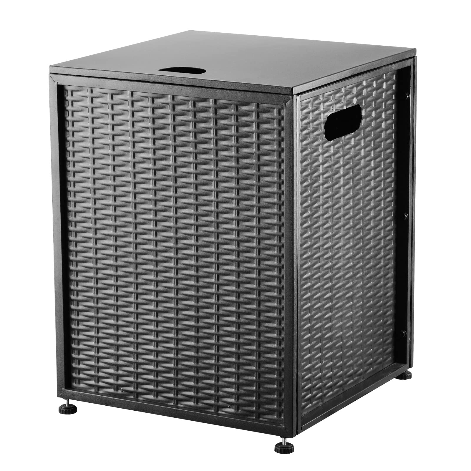 Cecarol Propane Tank Cover Table Hideaway Table for Gas Fire Pits for 20 Pounds Propane Tank Outdoor Gas Tank Storage Side Table for Gas Fire Pit Gas Grill Griddle Propane Stoves(Grey)