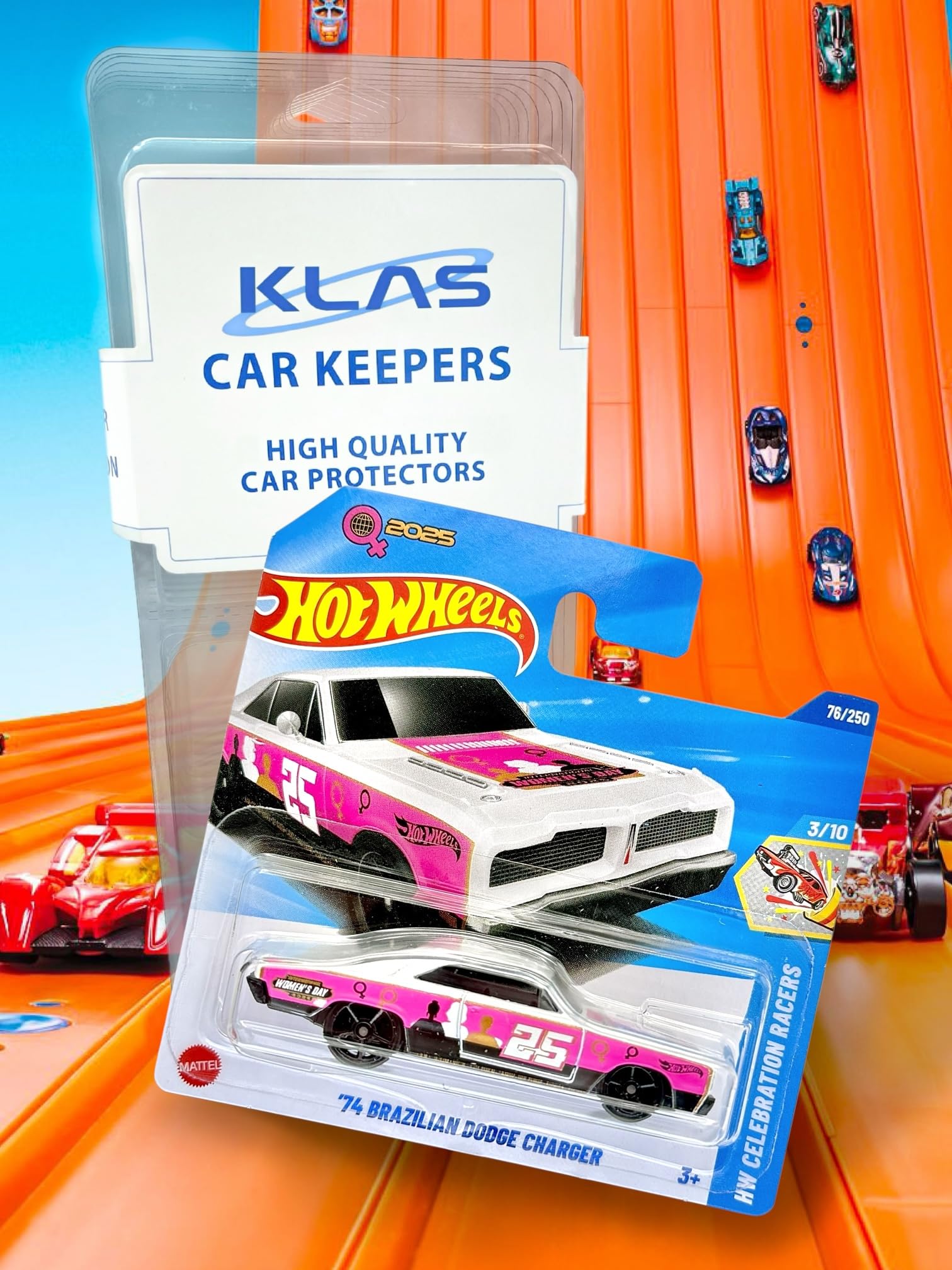 Hot Wheels '74 Brazilian Dodge Charger (White, Pink & Black (World Womens Day 2025)) 3/10 HW Celebration Racers - Image 2