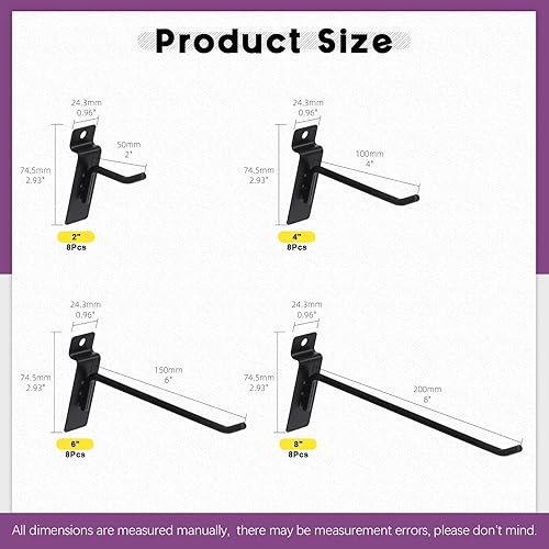 Miniatura 13 de Swpeet Kit surtido de 20 ganchos de pared resistentes de 2 pulgadas, accesorios Slatwall, ganchos para panel de pizarra, organización de garaje