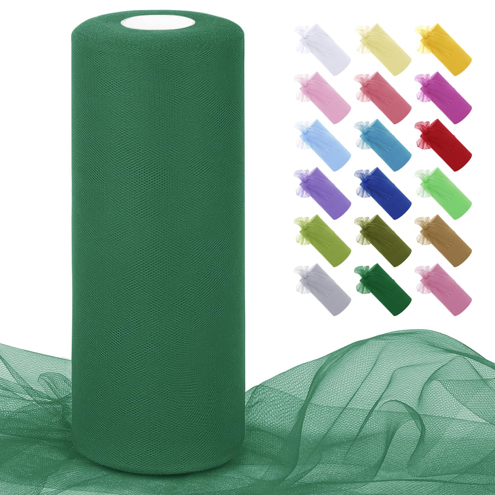 Uiopa Lake Green Tulle Fabric Roll 30cm x 91m Polyester Netting Fabric Mesh Tulle Ribbon for Tutu Skirts, Gift Wrapping, Birthday/Party/Wedding Decoration, DIY Projects