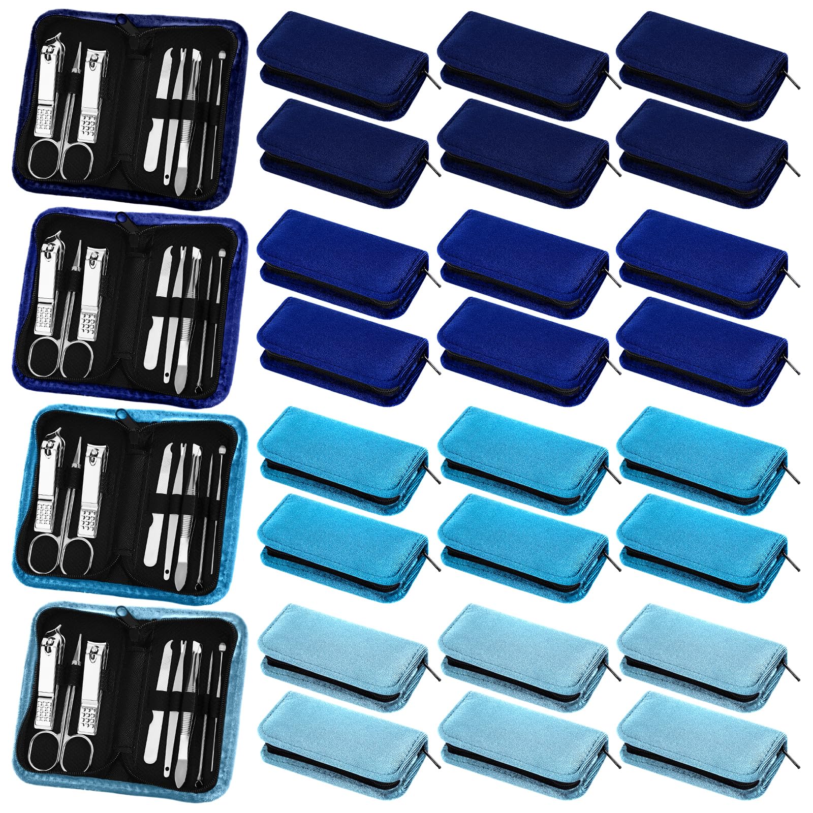 Coume 24 Sets Mini Manicure Set Bulk for Women Men Valentines Gifts for Coworkers Nail Grooming Kit 8 in 1 Nail Clippers Kit Luxurious Travel Case