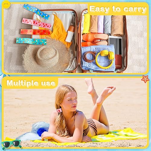 Miniatura 5 de Paquete de 8 bandas de toalla para sillas de playa, clips de toalla de crucero para sala de estar, playa, piscina, soporte para toallas, correa