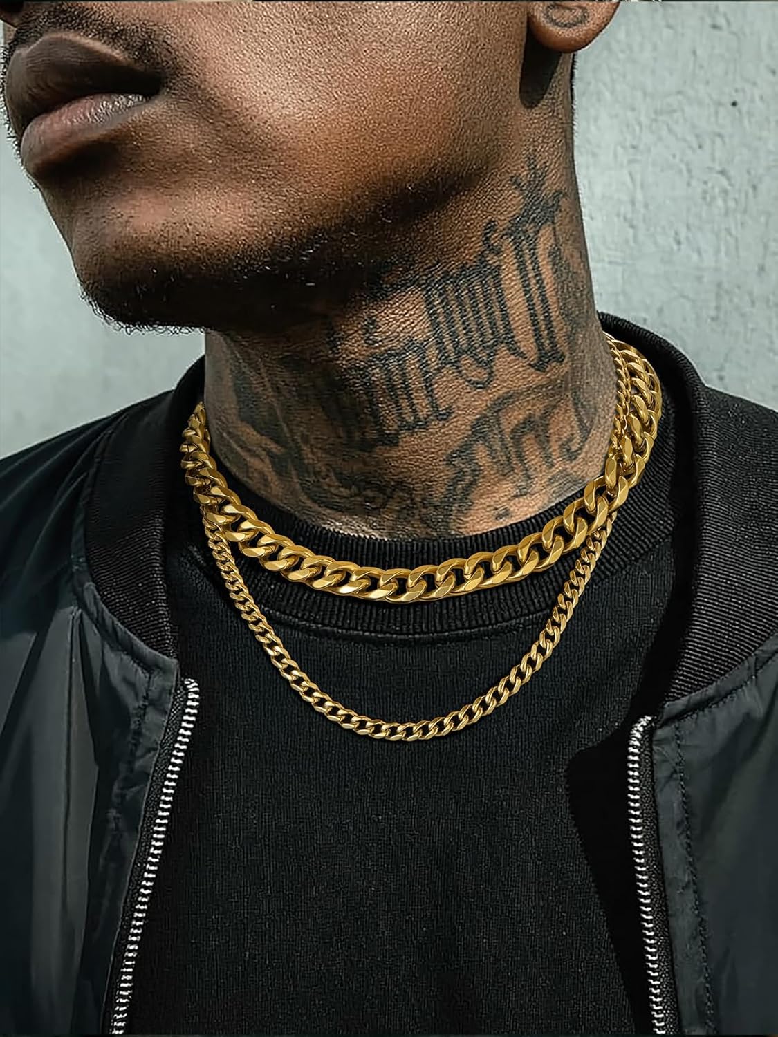 Richsteel Cuban Link Chain for Men, Mens Stainless Steel Miami Curb Chains Necklace 6/9/12mm Width Gold/Silver/Black Plated Non-Tarnish Trendy Jewelry 18-30 Inch