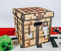 Vista 3 de Minecraft - Mesa de manualidades plegable de 15 pulgadas con tapa, contenedor de cesta de tela, organizador de cubos con asas, cubo marrón