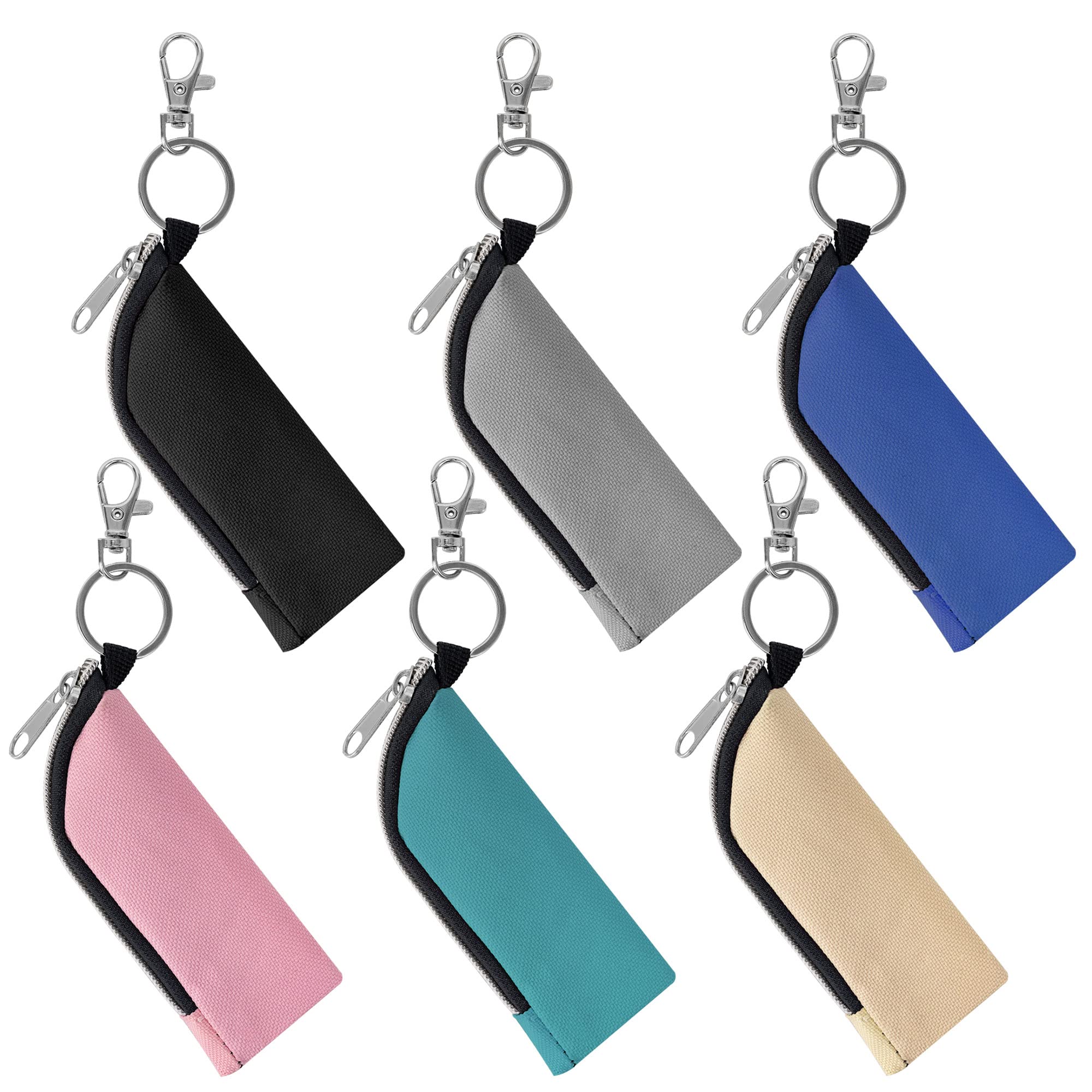 GOCOHHI 6 Pcs Lip Balm Sleeve Pouch, Portable Lipstick Holder Bag, Mini Clip-on Makeup Travel Accessories, Great Stuffers for Women