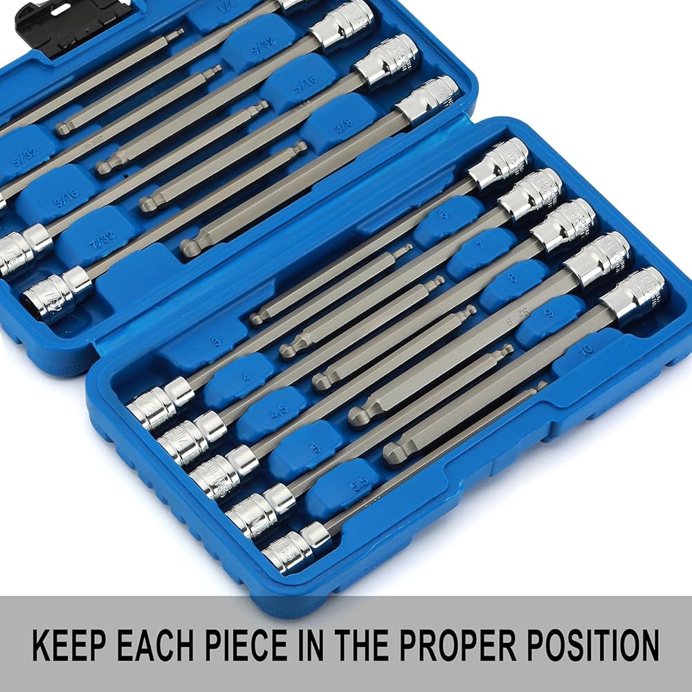 その他 AAAA RIZOM 18-Piece 3/8 Inch Drive Extra Long Allen Hex Bit