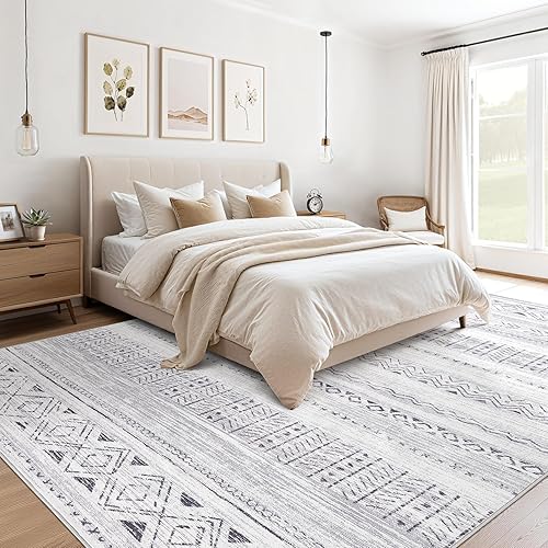 Miniatura 3 de Alfombra grande para sala de estar, 5 x 7 suave, lavable a máquina, estilo bohemio, marroquí, para dormitorio, debajo de la mesa de comedor,