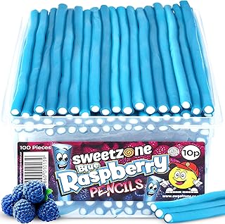 Sweetzone Blue Raspberry Pencils Sweets Tub, Pencil Sweets, 