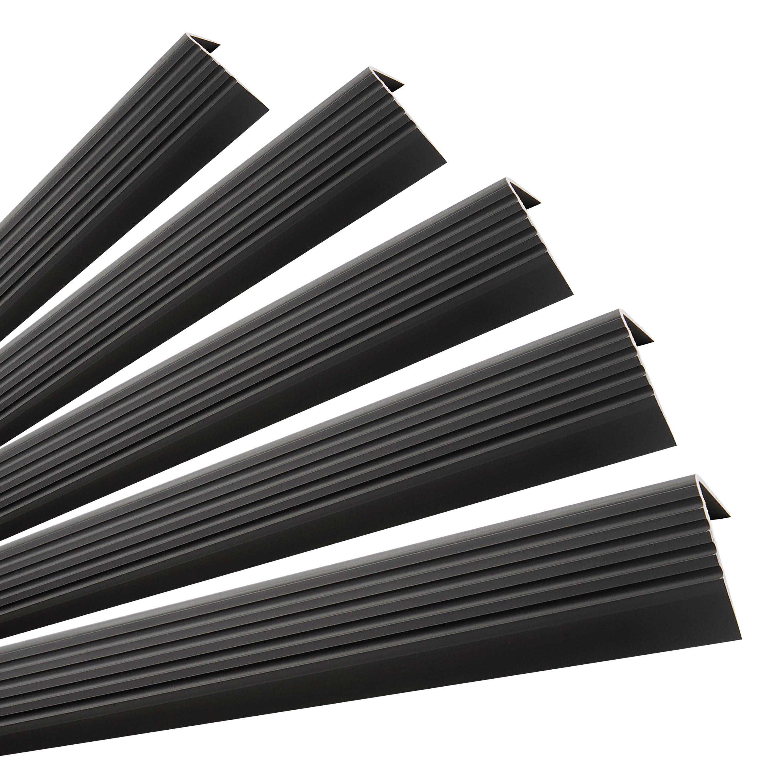 5 x Quest Treppenkantenprofil Selbstklebend PVC Kunststoff Treppen-Kantenschutz 50x42mm, schwarz, 100cm