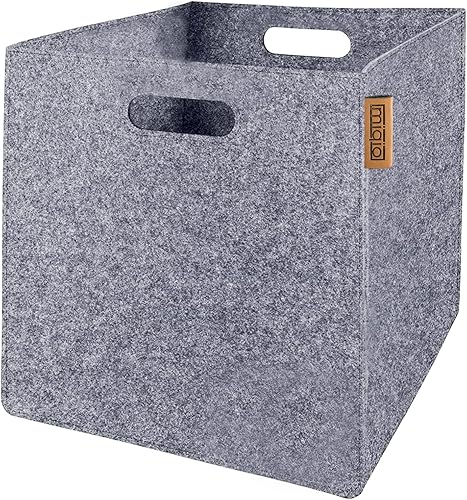 Miniatura 6 de Cestas de almacenamiento para estantes, fieltro y cuero, juego de 4 cubos, 12 x 12 x 12 pulgadas, cestas para organización de armario, cubos Kallax