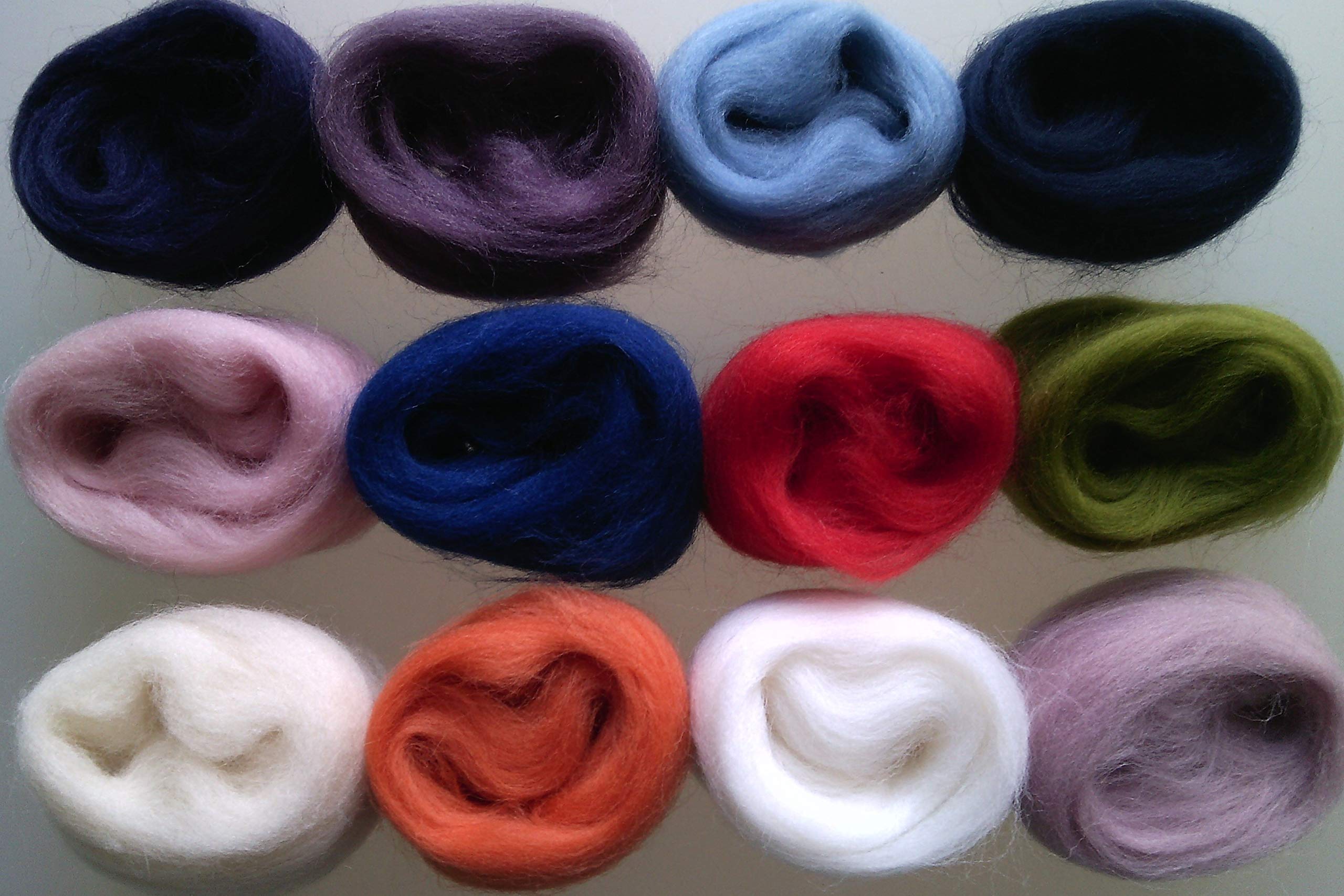 Assorted Colour Wool Sets* Pure Merino Wool for Needle and Wet Felting Wool Tops, Packs of 60g (Set A)