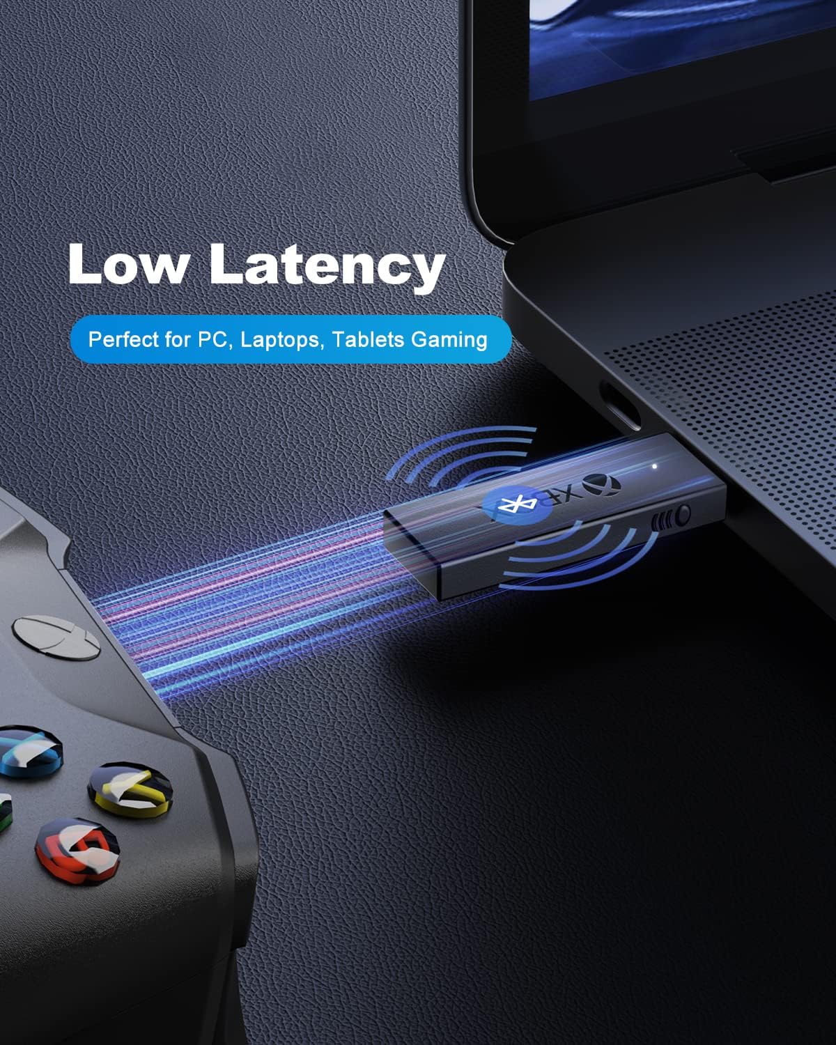 Caprioyens Wireless Adapter for Xbox One Controller Works with PC, Laptops, Tablets, Windows 7 8 10, Compatible with Xbox One, One S, One X, Elite 1, Elite 2 Controller - Low Latency (Black)