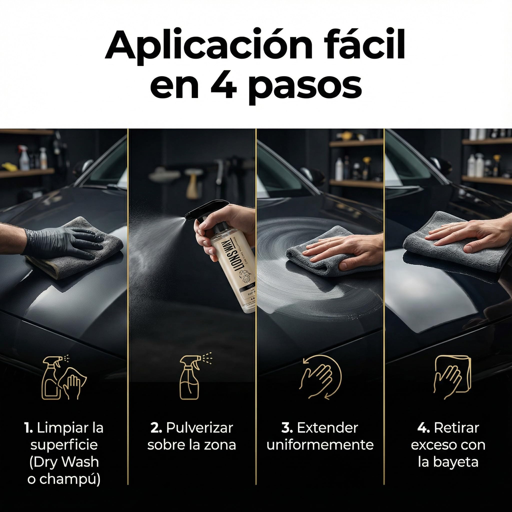 Cera de Carnauba para Coche 100% Pura - Tratamiento Cerámico e Hidrofóbico, Sin Silicona, Cera Líquida Alto Brillo, Sellador de Pintura Exterior, 500ml