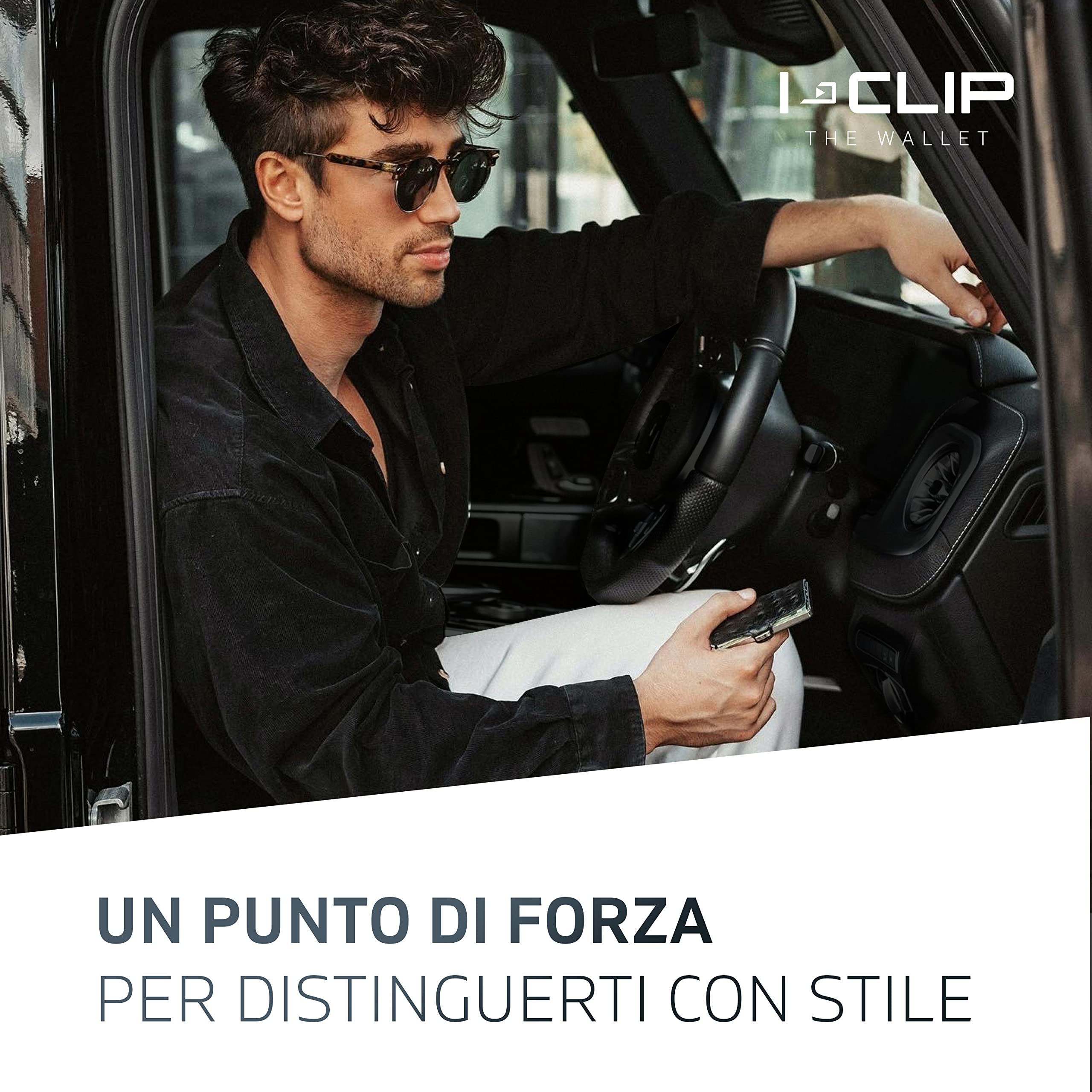I-CLIP ® Original | Portafoglio Uomo in Pelle | Mini Porta Carte di Credito | Portatessere Tascabile Piccolo Slim | Idea Regalo Uomo | Wallet Originale da Collezione | Radio Impact Desert