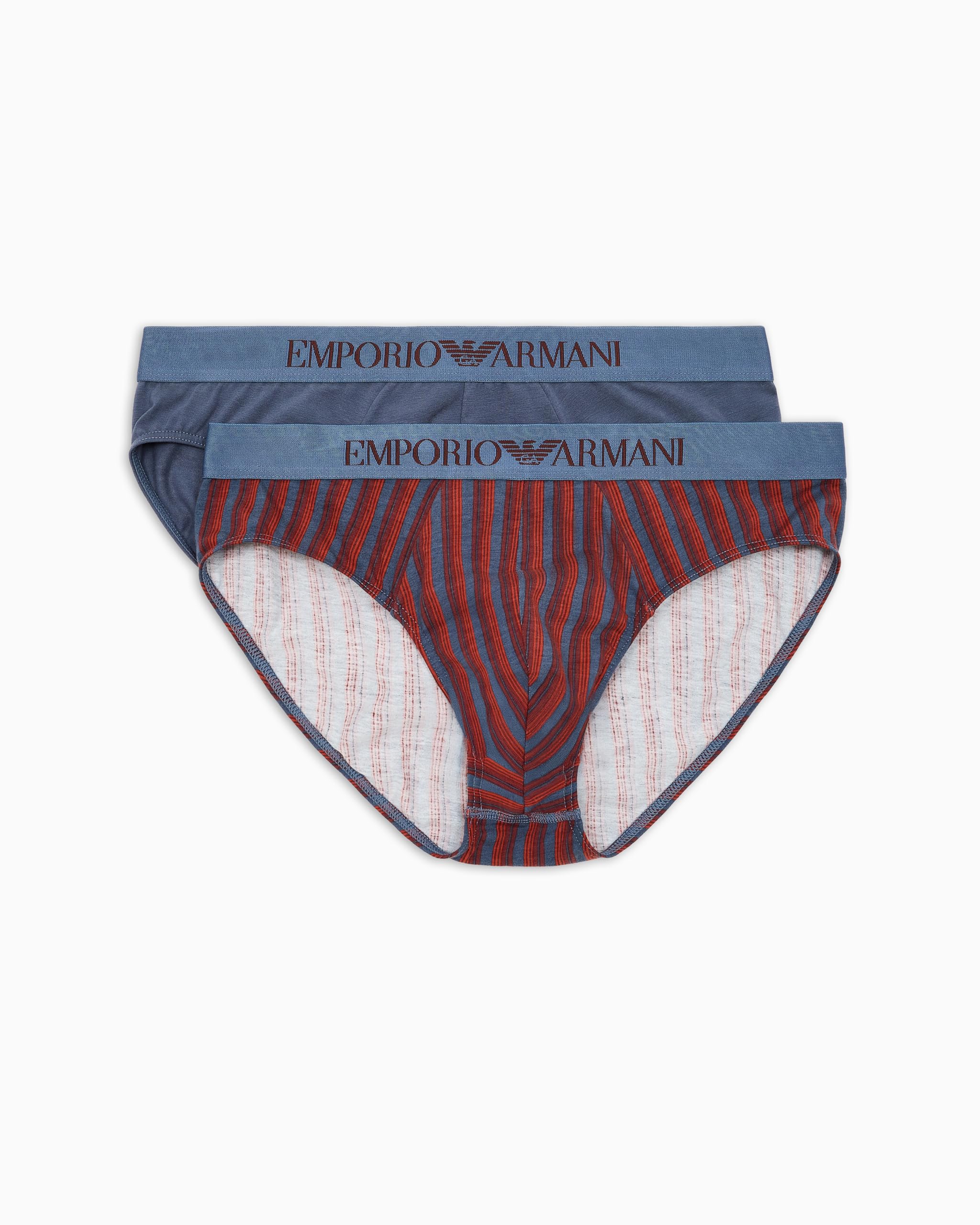 EMPORIO ARMANI Man Classic Pattern Mix 2-Pack Brief Blue L