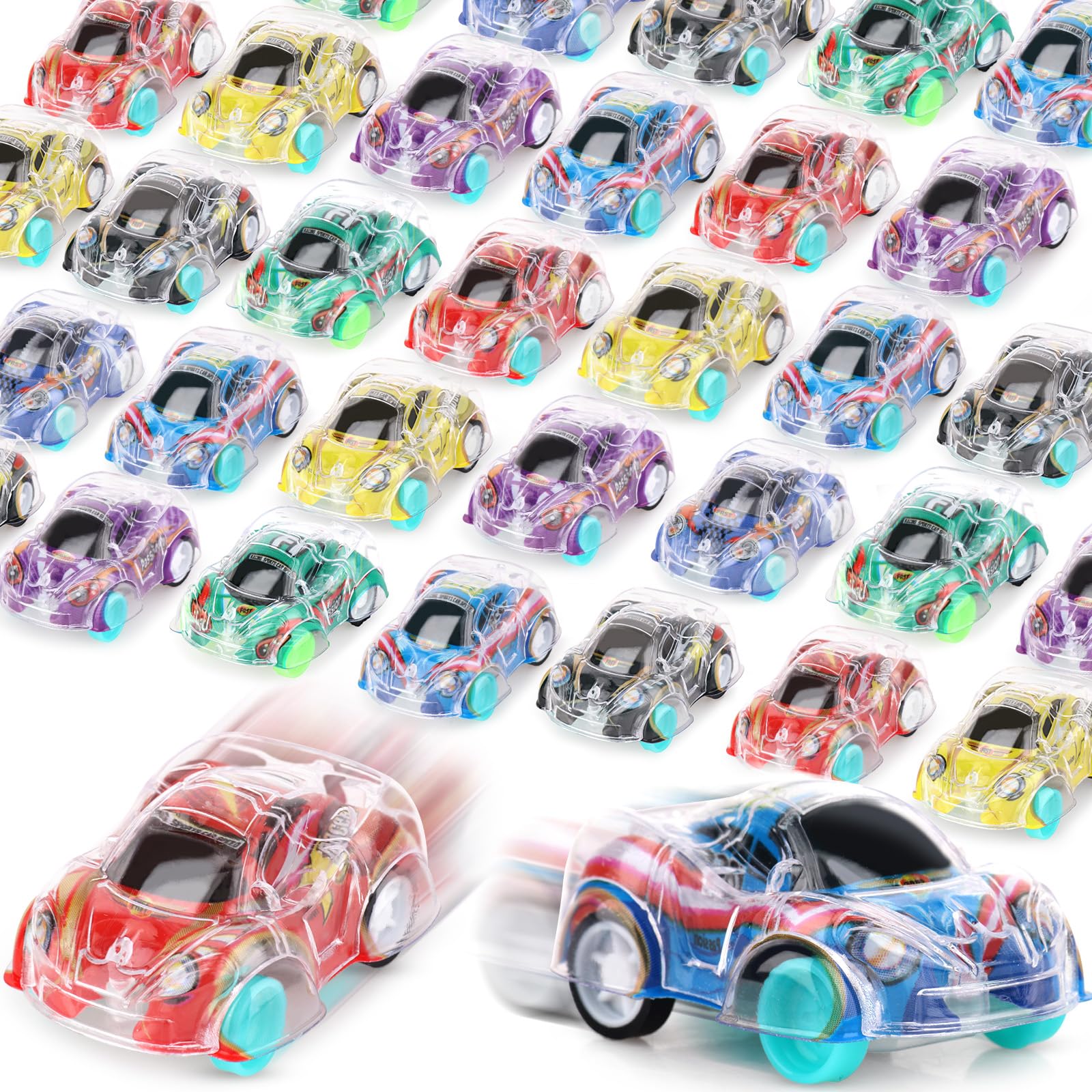 Hooqict 36 Pcs Mini Pull Back Car for Boys 4-8 Years Old Racing Car Party Favors Bulk Kids Car Set for Classroom Prizes, Treasure Box Toys, Goodie Bag Stuffers and Pinata Fillers