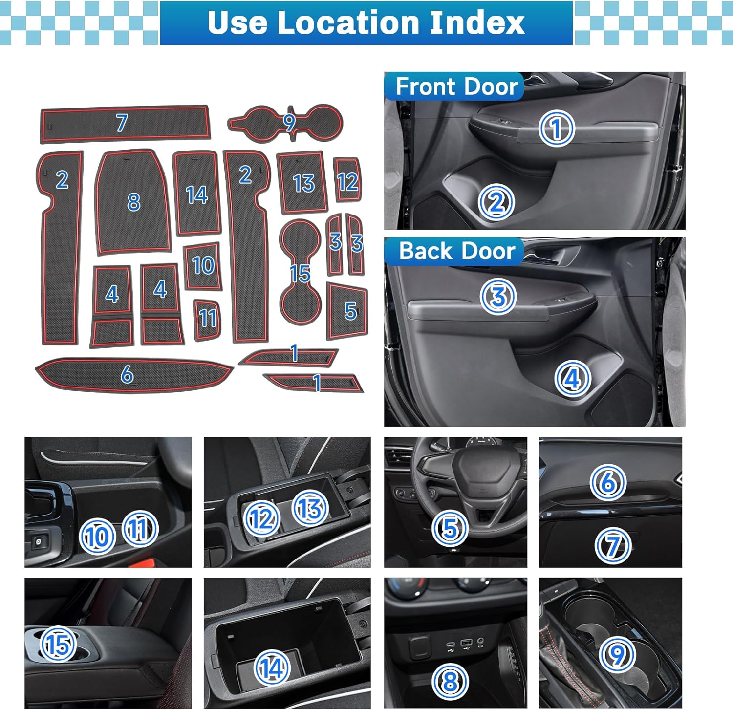SXCY for 2021-2025 2026 Chevy Trailblazer Door Slot Mats for 2025 2026 Chevy Trailblazer Accessories Cup Holder Inserts Liner Cupholder Trailblazer (2021-2026 Trailblazer(red))