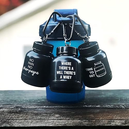 Miniatura 3 de OnMyWhey - Llavero de embudo de proteínas en polvo y suplementos, contenedor portátil para llevar para el gimnasio, entrenamientos, fitness y viajes