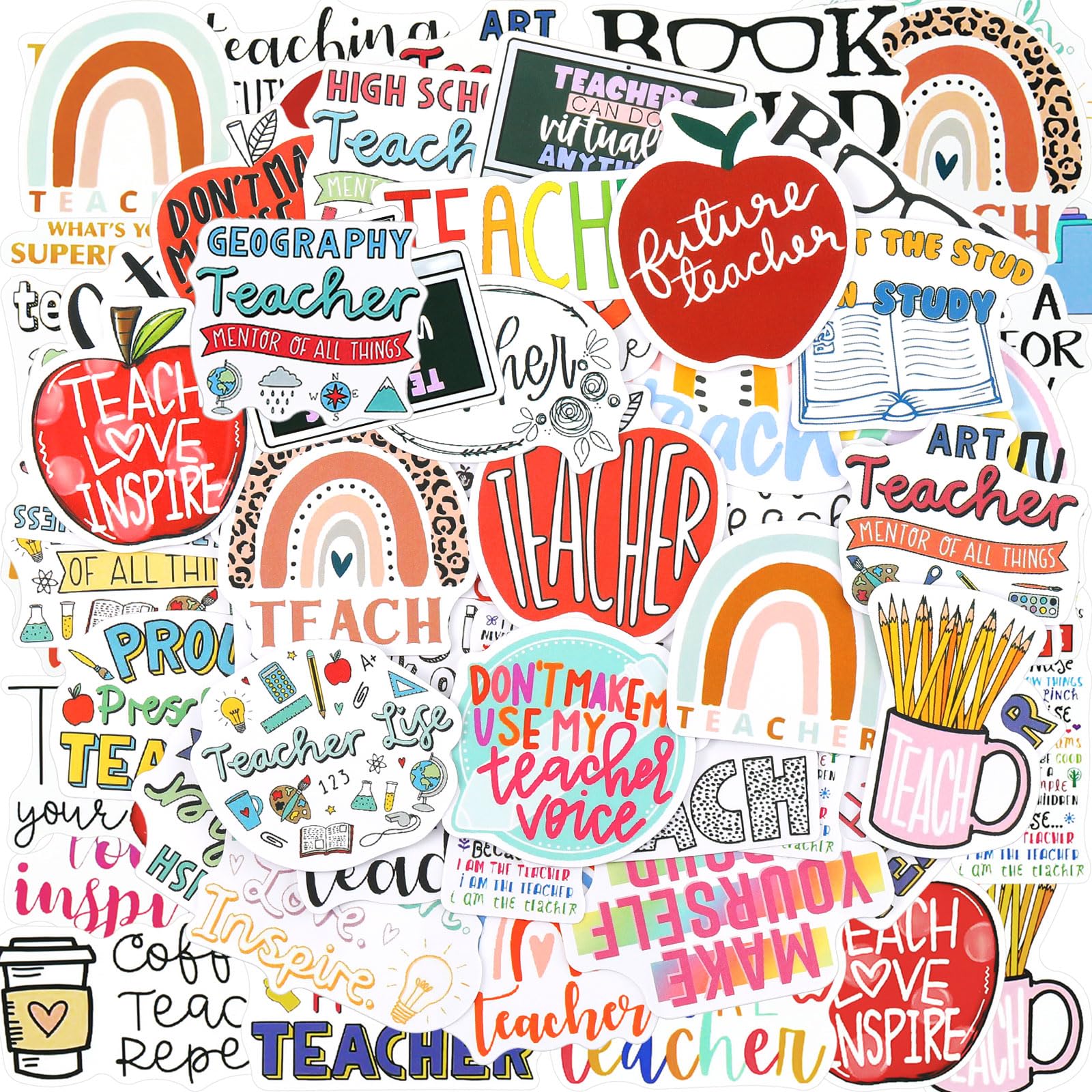 Sponsored Ad - 200 Pcs Teacher Stickers for Water Bottle Vinyl Waterproof Teacher Appreciation Gifts in Bulk Teachers' Day Stickers for School Laptop Scrapbooking