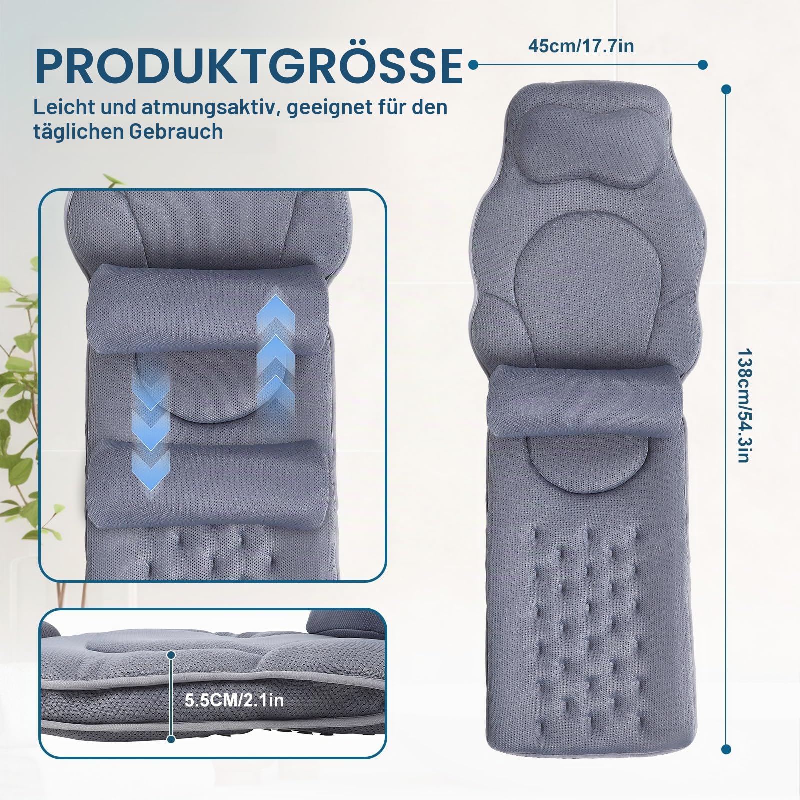Badewannenkissen Ganzkörper Badekissen-Bequemes, stromlinienförmiges Design –extra Dicke – Stützt Kopf, Nacken, Schultern und Rücken-für Entspannung Home Spa-schnelltrocknend & hautfreundlich