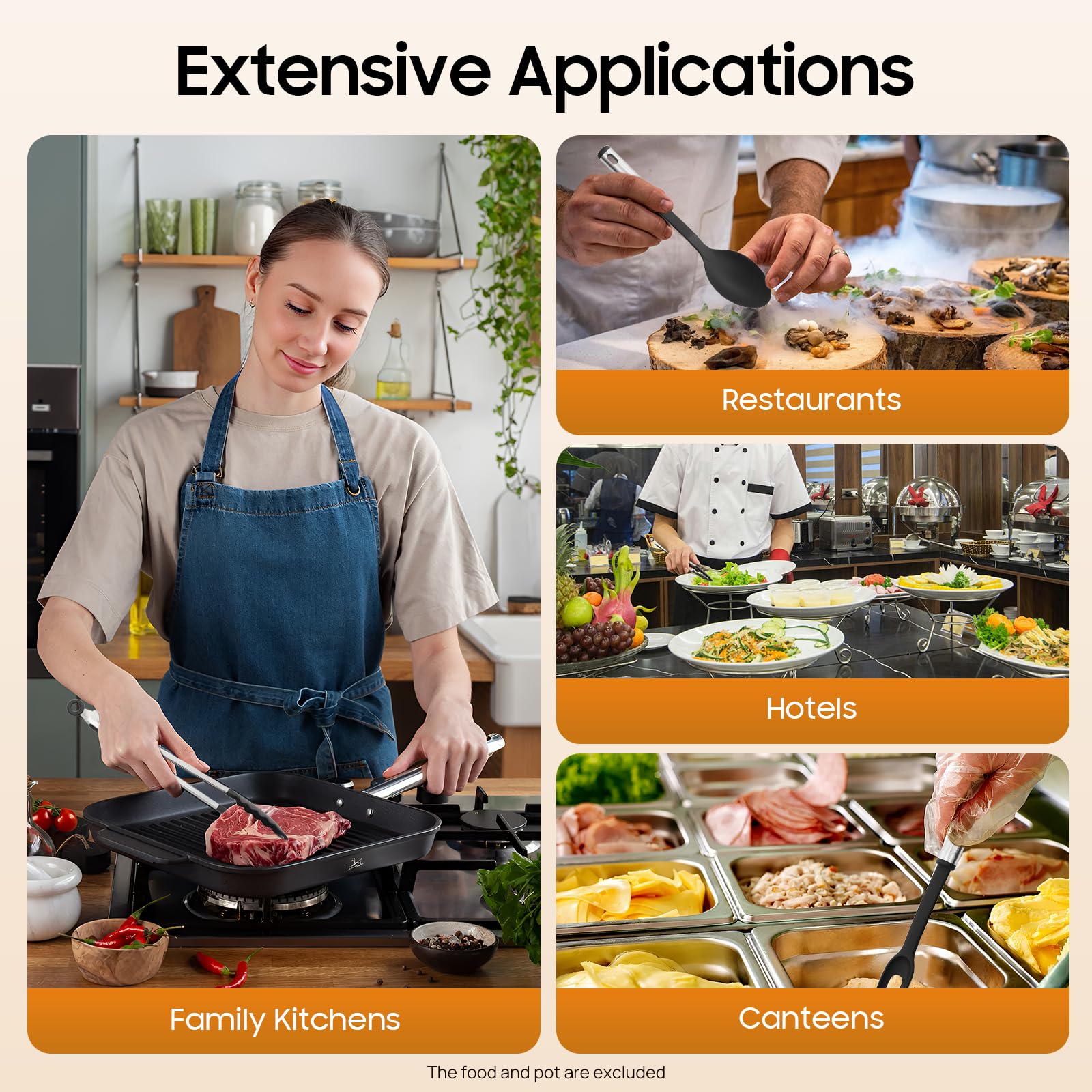Juego de utensilios de cocina, juego de utensilios de cocina, juego completo de utensilios de cocina con 40 piezas, mangos ergonómicos y superficies resistentes a los arañazos, ideal para cocineros