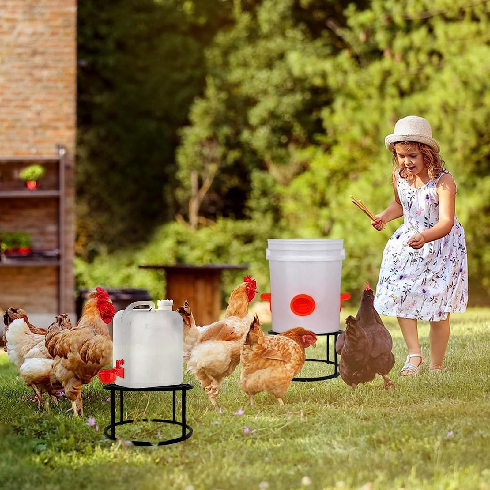 Soporte de Base de comedero de Aves de Corral antiresiduos, Montaje rápido para Patios de Granja, Accesorios de alimentación, Soporte de comedero de Aves de Corral Aire Libre