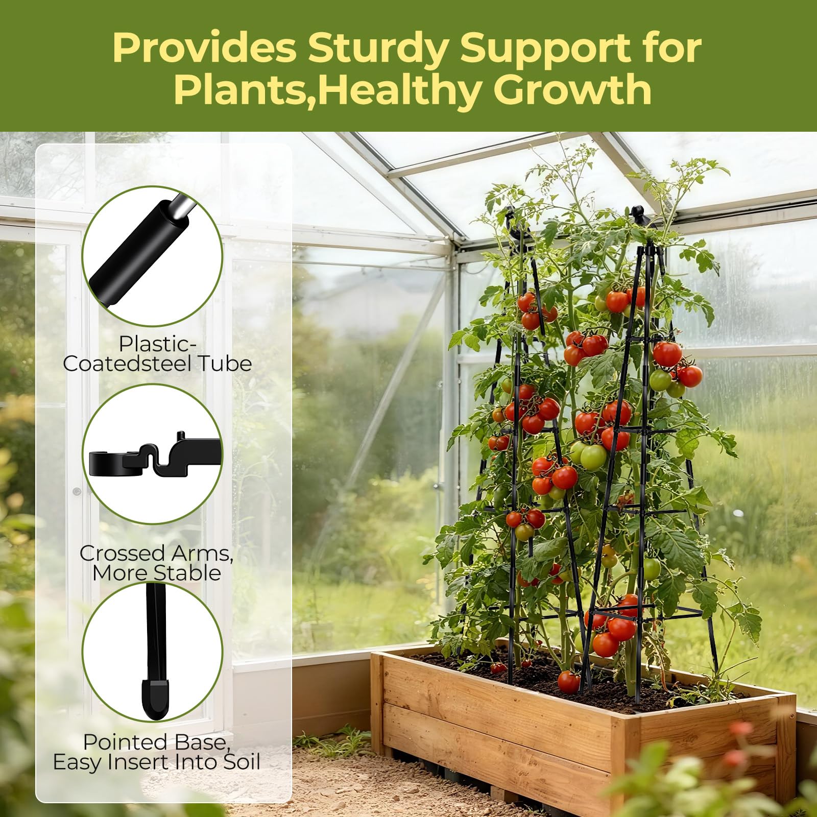 2 Pack Garden Trellis for Climbing Plants Outdoors,65Inch Cucumber Trellis Garden Obelisk Trellis Rustproof Plants Support with Adjustable Heights for Indoor Potted Plants, Vines, Vegetables