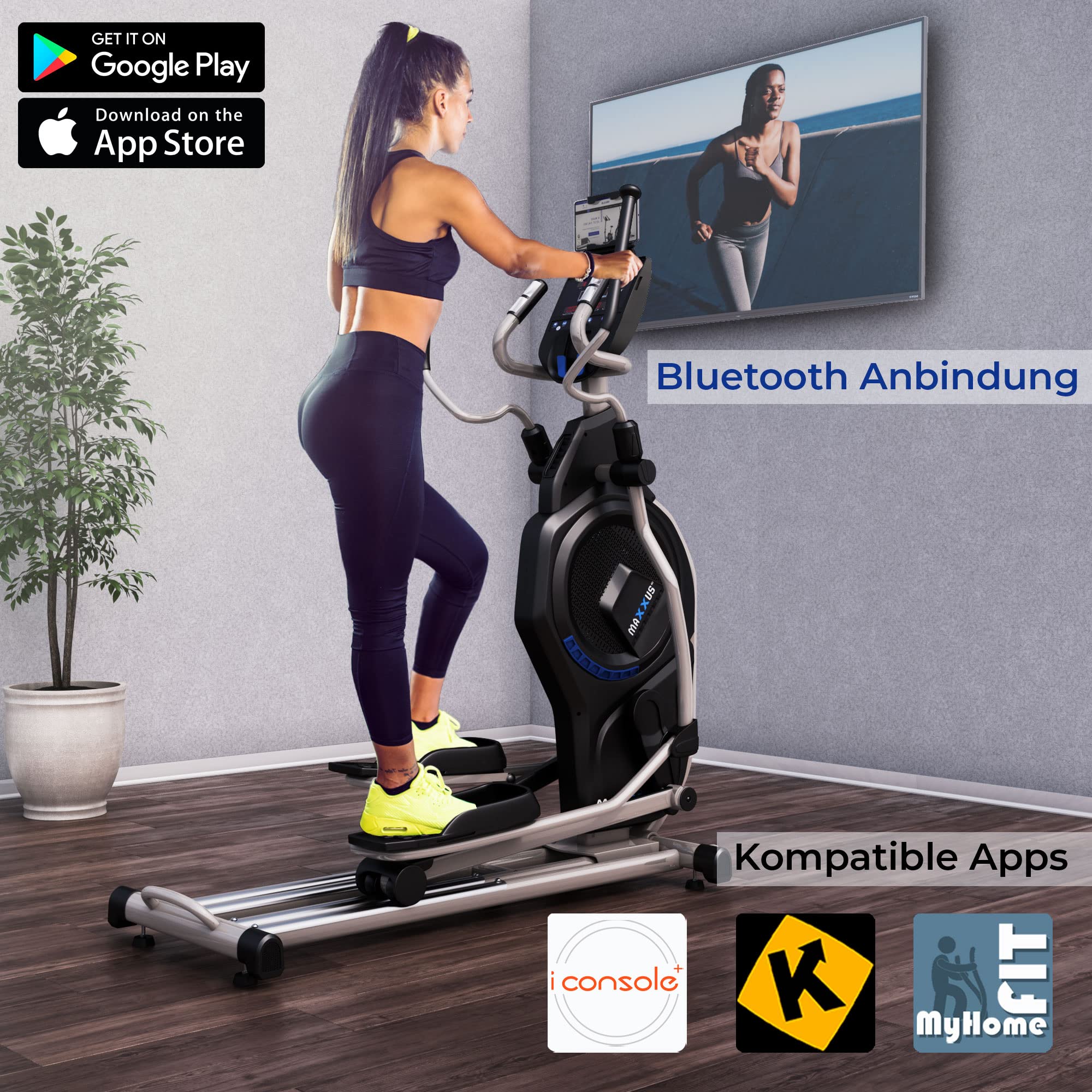 MAXXUS Crosstrainer CX 9.1 – 29 Kg Schwungmasse, 150 Kg Max, 24 Stufen, Bluetooth, Tablet-Halter, Für Zuhause