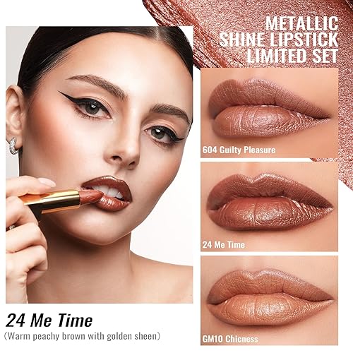 Miniatura 116 de Oulac Lipstick & Lipliner Set 3PCS High Impact Lipcolor with Moisturizing Formula, Vegan Beauty, Full-Coverage Lip Color, Gift Lipstick for Women